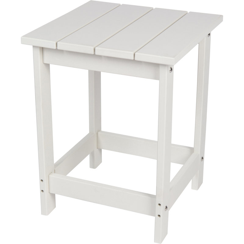 Harper All-Weather Square Adirondack HDPE Plastic/Resin Outdoor Side Table, White