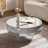 Round Coffee Table with Silver Mirror Crystal Edge Frame-153870615