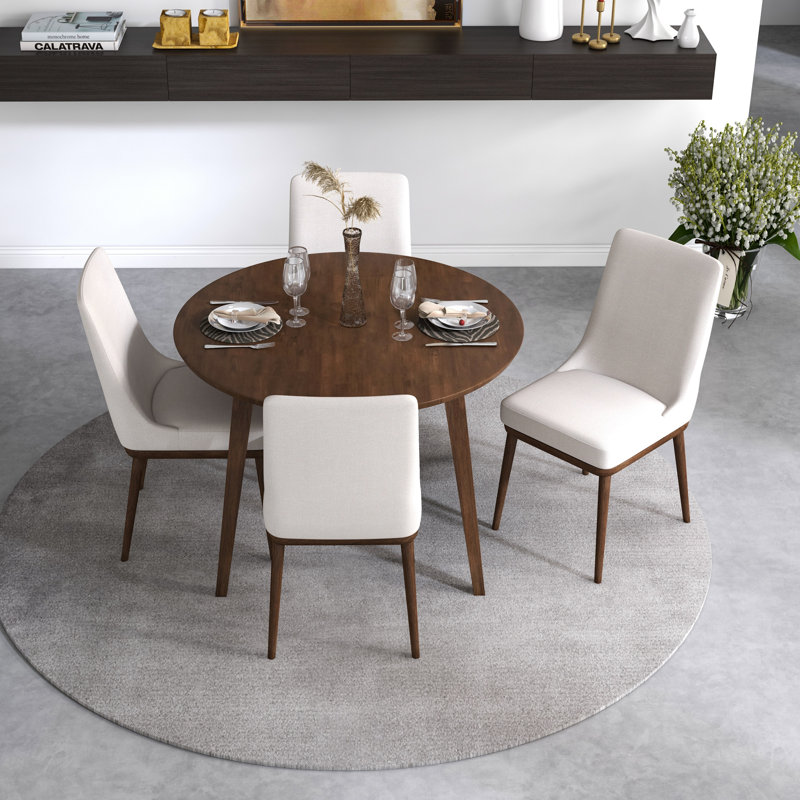 Ensemble repas pour 4 personnes Ruchi, Noyer, Beige