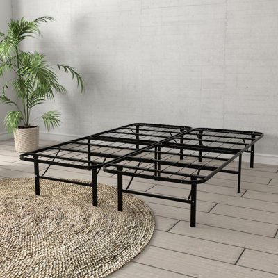 Black Full Size Steel Platform Bed Foundation - Welded Steel, Quick Assembly, Supports 2000 Lbs, All Mattress Compatibility High Strength Underbed Storage, No Box Spring Required