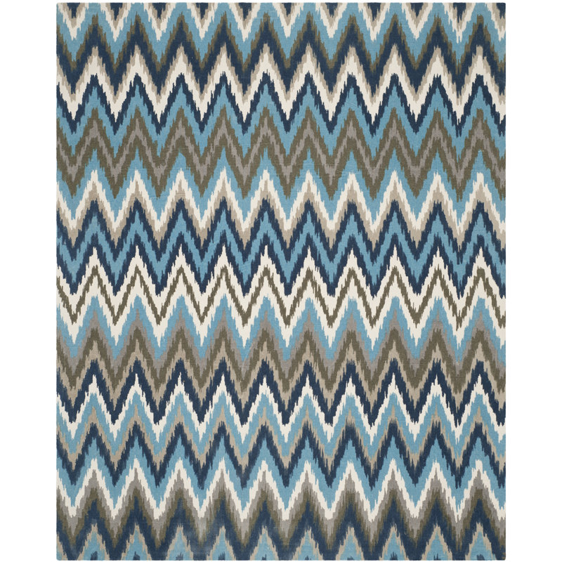 Sonny Cedar Brook Hand Loomed Cotton Chevron Rug, Rectangle 3' x 5'