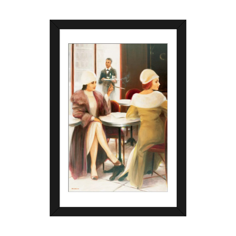 « cafe i », reproduction sur toile, H 24 po x l 16 po x P 1 po, Papier d'art encadré noir, Blanc