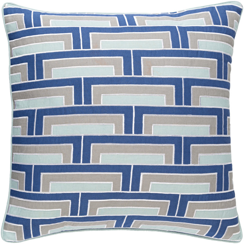 Mod Geometric Linen Pillow Cover, Navy/Sea Foam, 20" x 20"