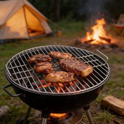 Remplacement de la grille de barbecue ronde en acier plaqué robuste de 17 pouces - Grille de cuisson antiadhésive et résistante à la rouille avec poignées - Grille de cuisson à charbon pour tout usage - Grille de barbecue régulière de 17 pouces