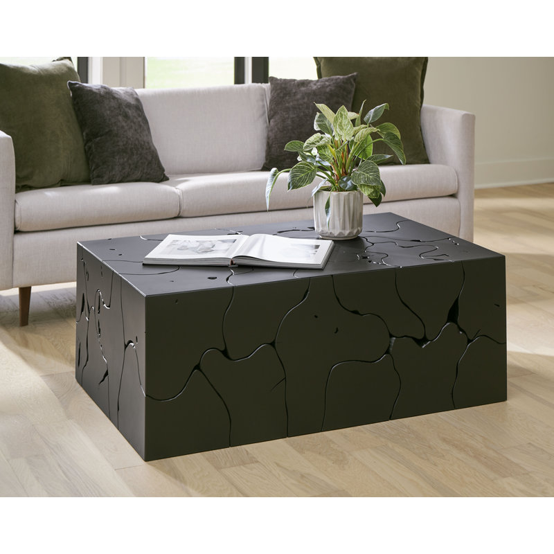 Slice Teak Coffee Table, Rectangle, Black