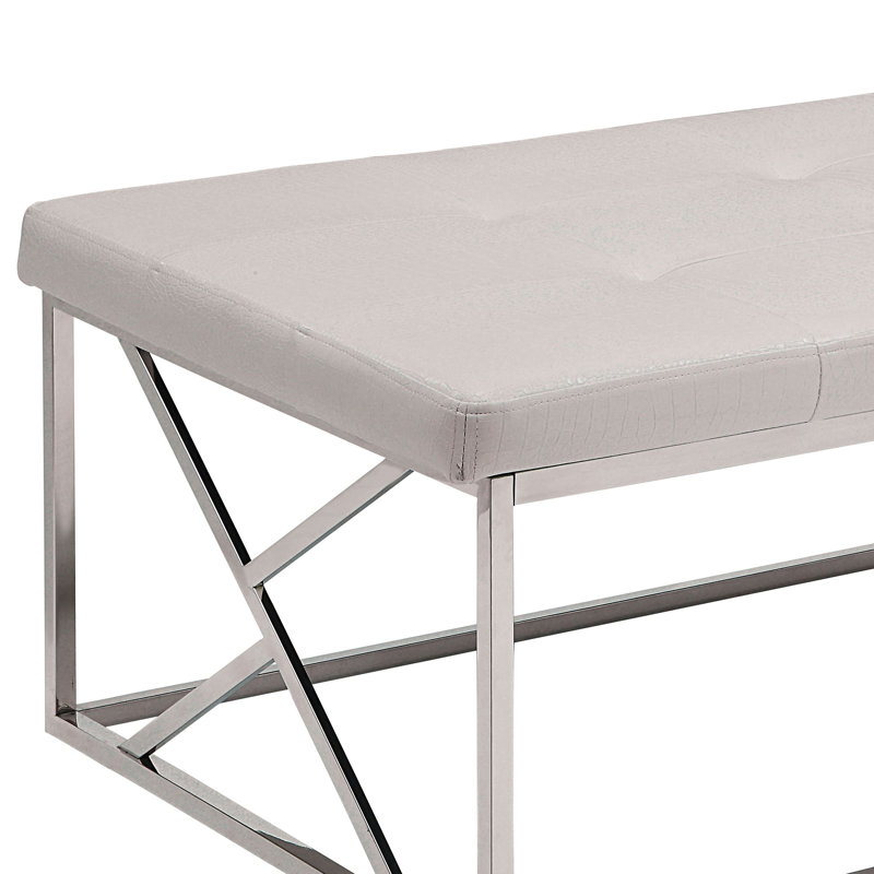 Banc rembourré en similicuir Adaisha, Blanc