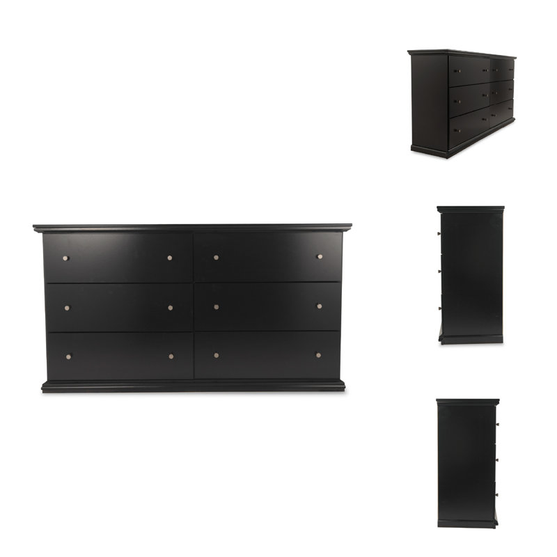 Leano 63.31'' W 6 - Drawer Dresser, Solid Black