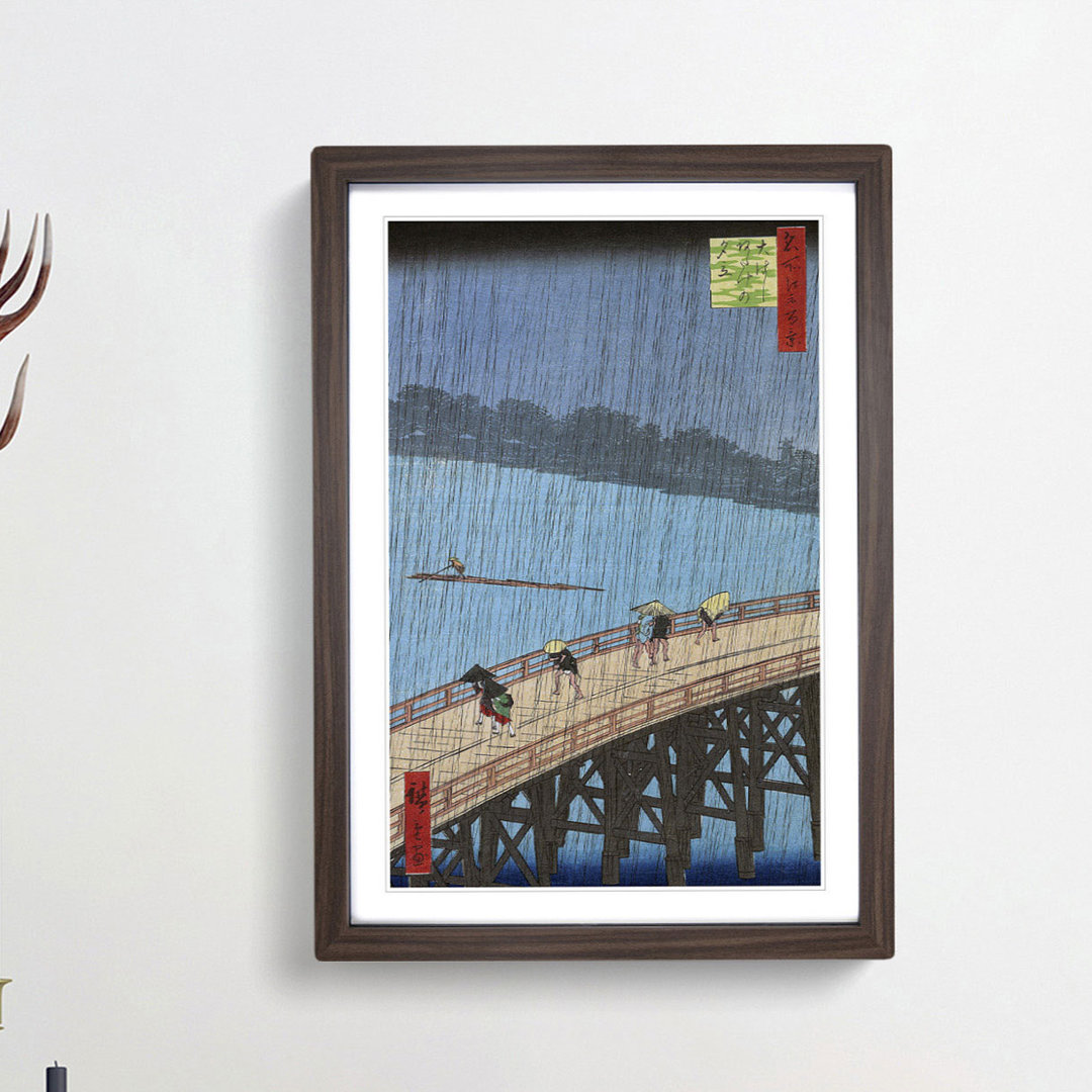 Rain over the Bridge by Utagawa Hiroshige - Picture Frame Painting Print
