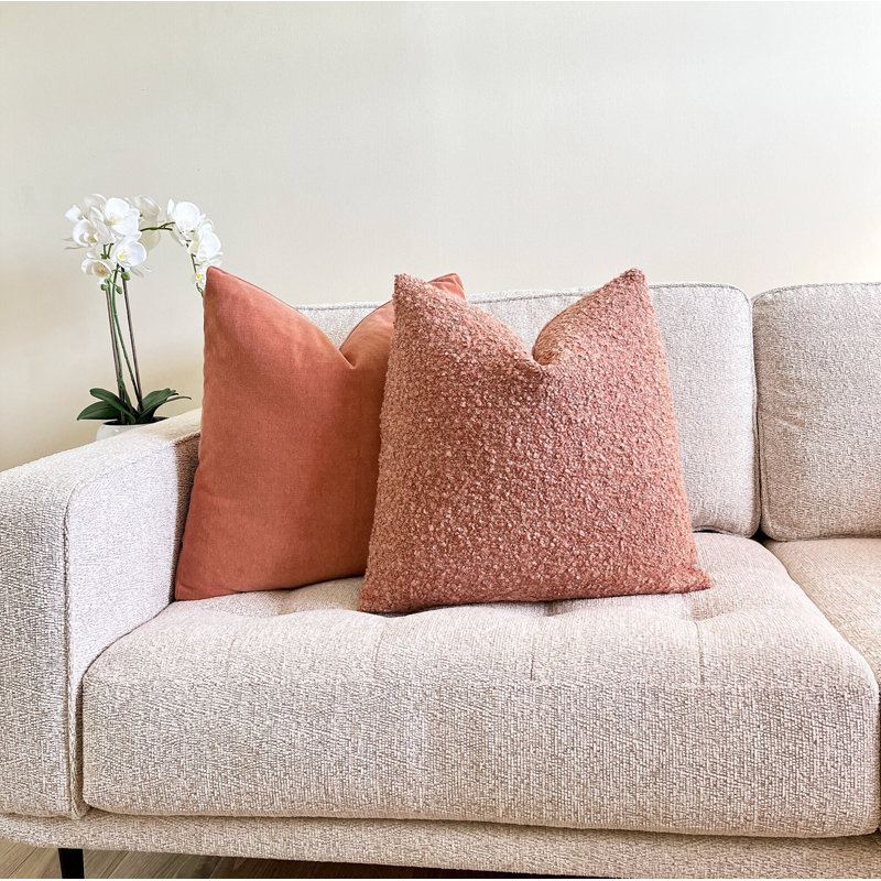 Housse de coussin Bouclé, H 22 po x l 22 po, Rose