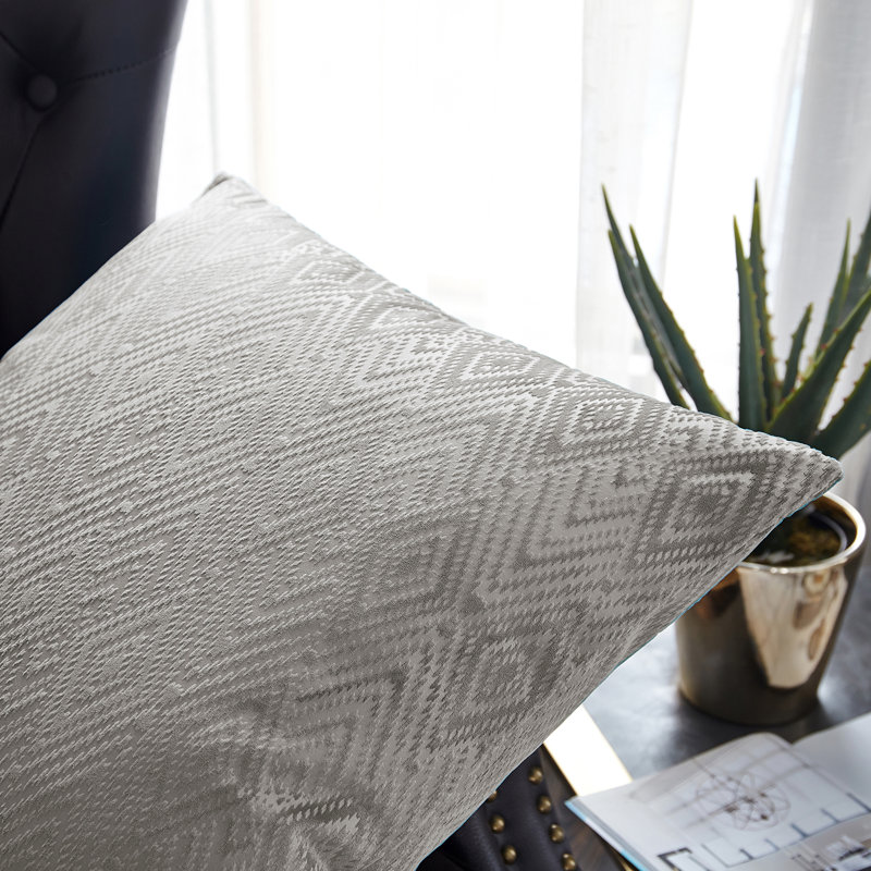Housse de coussin rectangulaire en velours Ikat, Argent