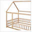 Lit de plancher en bois avec cadre de toit de maison, garde-corps de clôture et conception confortable pour plus de sécurité et de confort-178255876-178255879