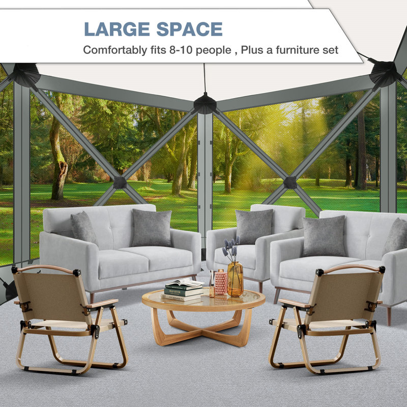 10FTx10FT Screen Room with Mosquito Netting, Grey
