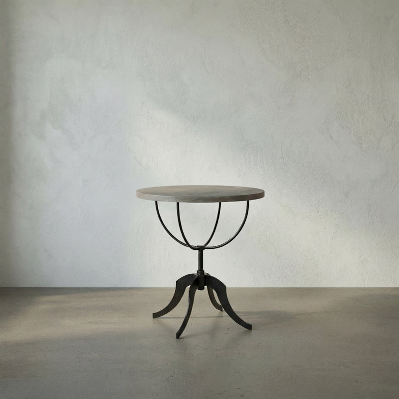 Wine Solid Wood Top End Table