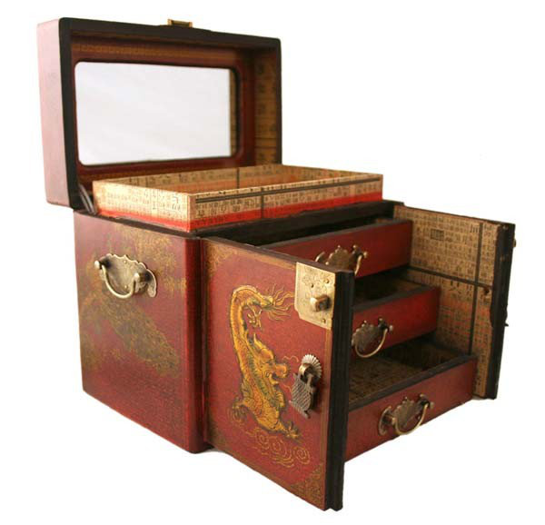 Boîte à souvenirs vintage avec surface en cuir