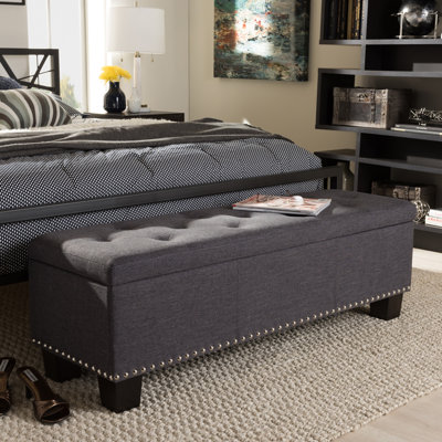 Ahrens Polyester Upholstered Storage Bench in Dark Grey Finish, 17.32'' H X 52.17'' W X 16.73'' D