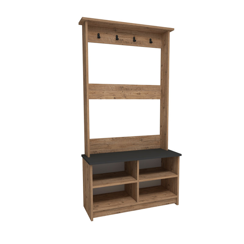 Shoe Storage Hall Tree with Lakay, Atlantic Pine/Anthracite
