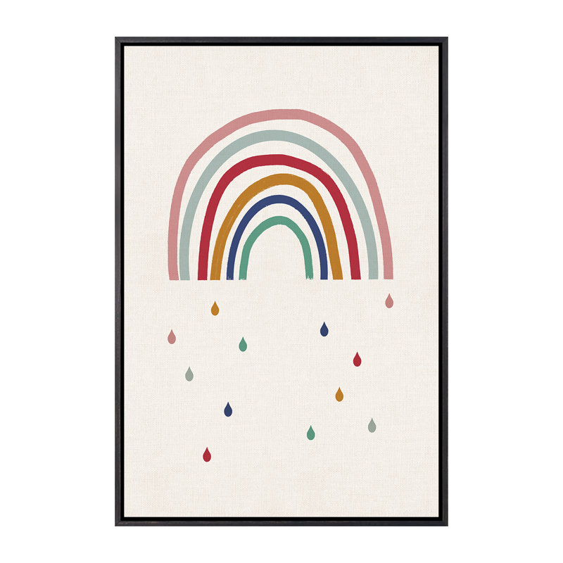 Décoration murale pleure arc-en-ciel pour enfants, H 40 po x l 26 po x P 1,5 po, Toile encadrée noir délavé