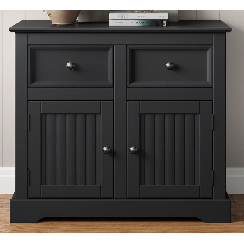 Dharamvir 87cm Solid Wood Sideboard, Grey