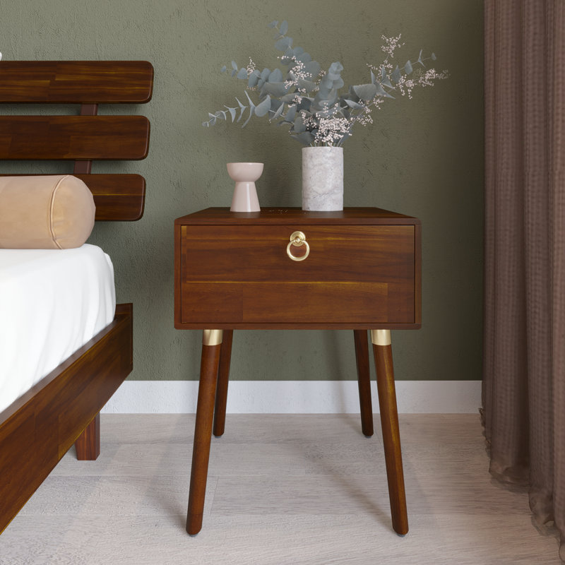 Alden Solid Wood 1-Drawer Nightstand, Dark Chocolate