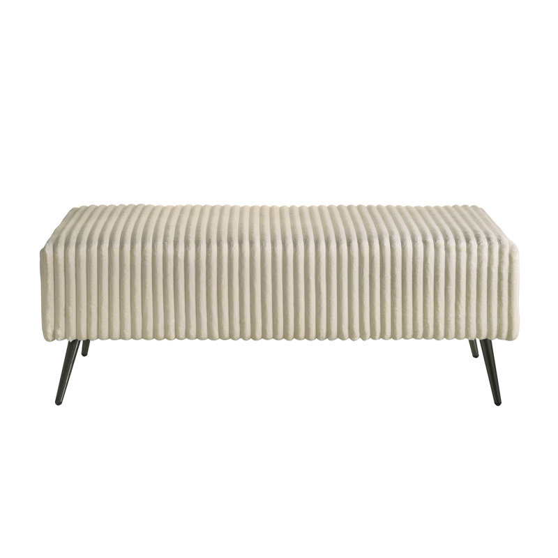 Banc rembourré en velours côtelé Mavela, Beige