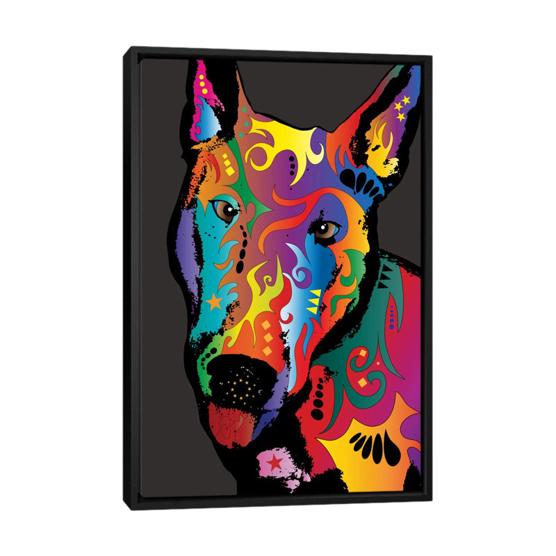 « arc-en-ciel », impression sur toile tendue terrier, H 26 po x l 18 po x P 1,5 po, Toile avec cadre noir, Pas de tapis
