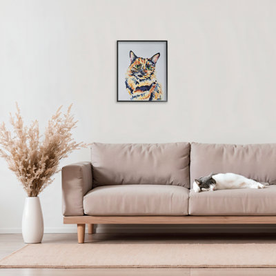 Portrait de chat écaille de tortue, estampe numérique, design par Tatiana Roberts
