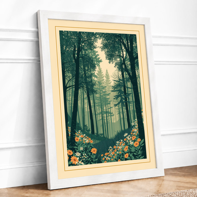 Flowering Forest Path Botanical - Print, A2 - 59.4 x 42.0 cm, White