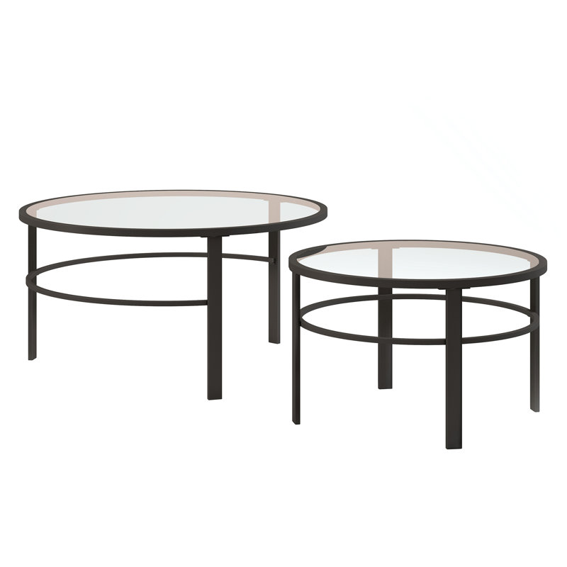 Gaia Tempered Glass Top Nesting, Black