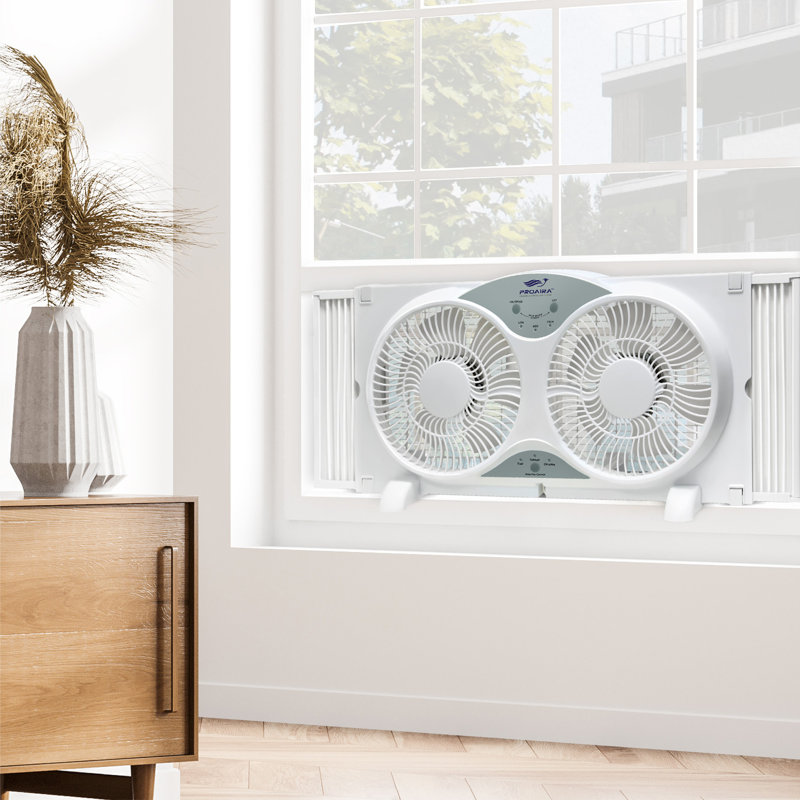 White Polycarbonate Dual Fan Reversible Window Fan with Remote Control
