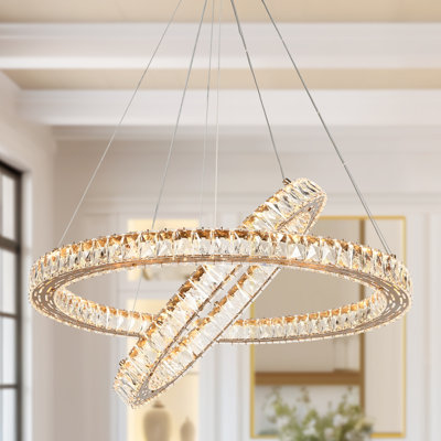 Jonikka 2 - Light 30.3'' W LED Wagon Wheel Crystal Glam Dining Room Chandelier