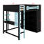 Structure de lit contemporaine avec bureau et garde-robe combinés, rehaussée par une atmosphère à DEL programmable-767788555