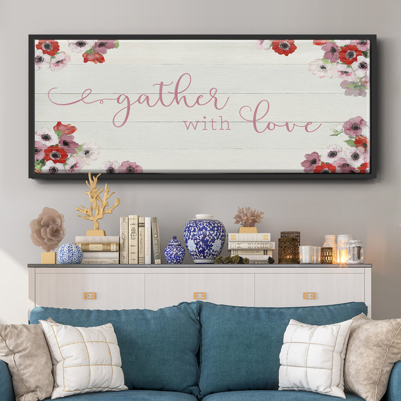 «Gather with Love», toile encadrée, H 8 po x l 20 po