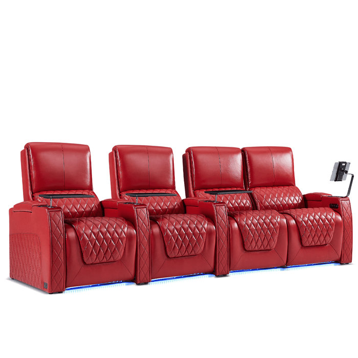 Canapé inclinable électrique Haiylee , Cuir véritable rouge