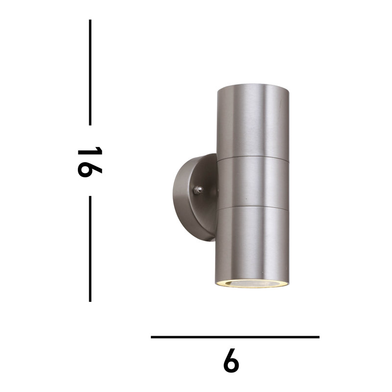 Woodcroft Stainless Steel 2 - Bulb 16cm H Outdoor Flush Mount