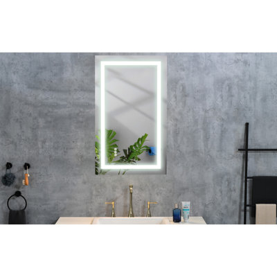 Miroir à DEL de 40 po x 30 po pour la salle de bain, brouillard, intensité variable en 3 couleurs, mémoire, supports pour les soins de la peau et maquillage
