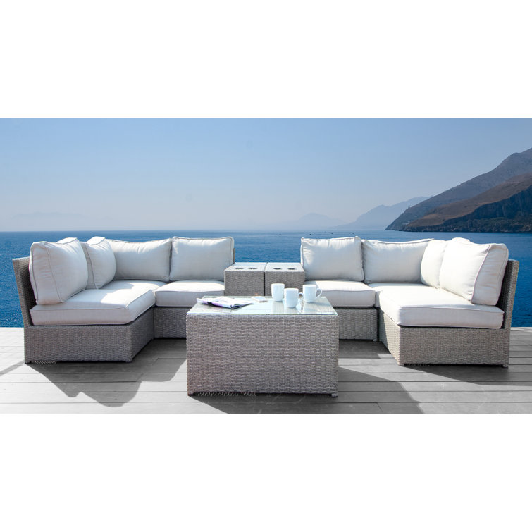 Athelene Wicker Fully Assembled 6 - Person Seating Group with Cushions