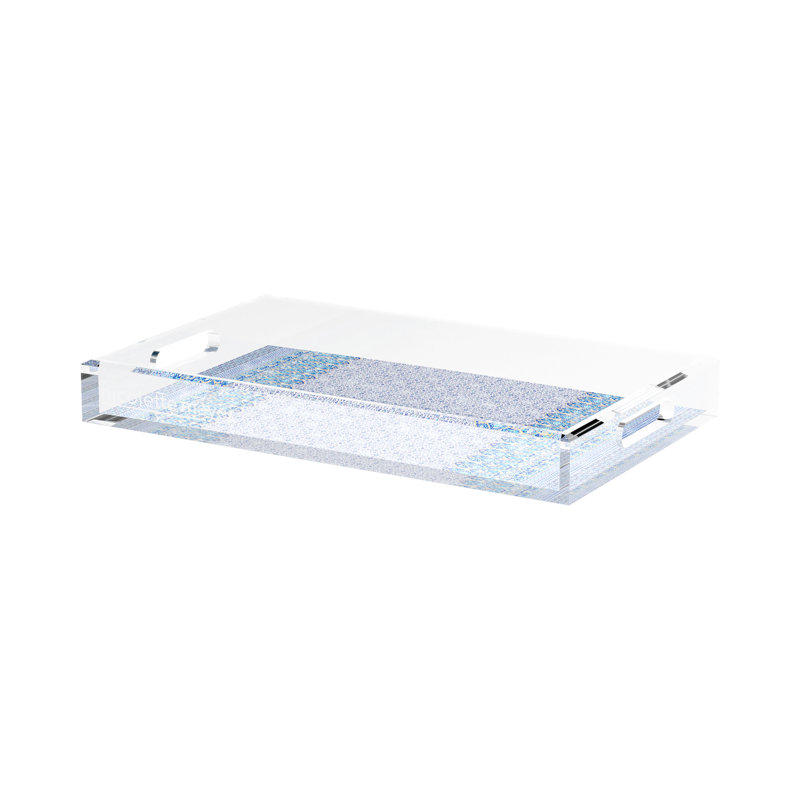 Iznik Acrylic Rectangle Decorative Tray, Blue, 17"W x 10.5"D x 2"H