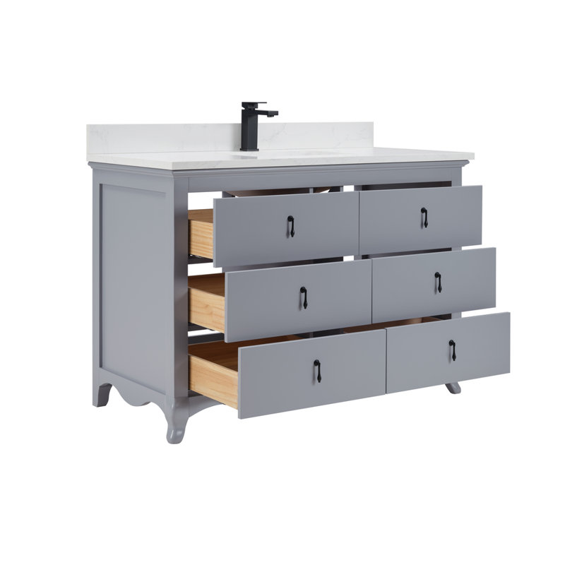 48" Solid Wood Sink Vanity  With 1' Artificial Stone Top, Cadet