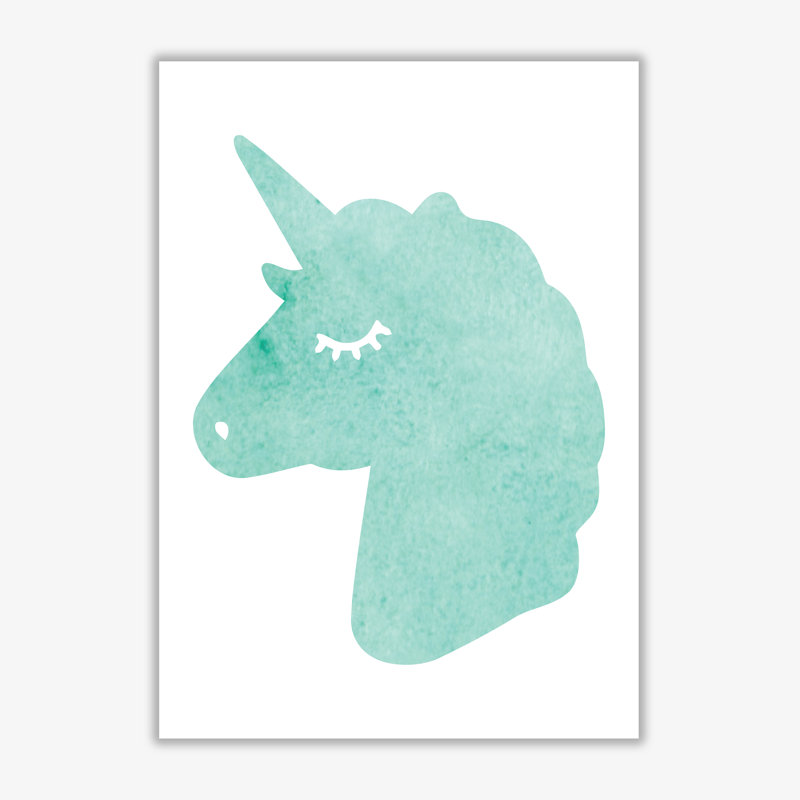 Mint Unicorn Head - Print, 60 cm H x 42 cm W x 1 cm D, No Frame