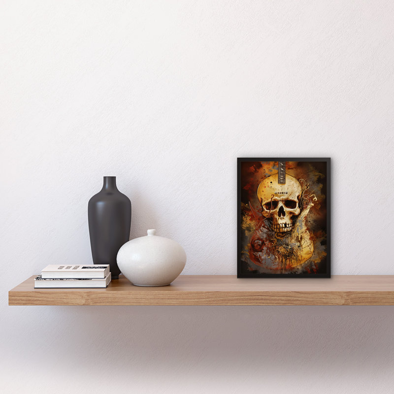 Skull Electric Guitar Death Metal Music - Single Picture Frame Print