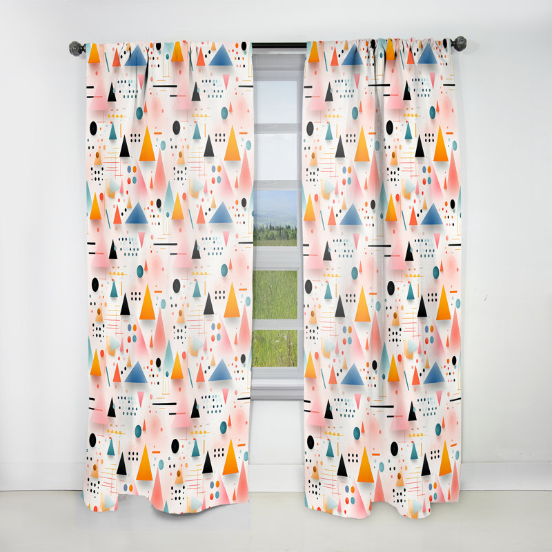 Motif de formes géométriques roses I - Rideau moderne - Velours obscurcissant - 1 panneau, L 52 po x L 120 po