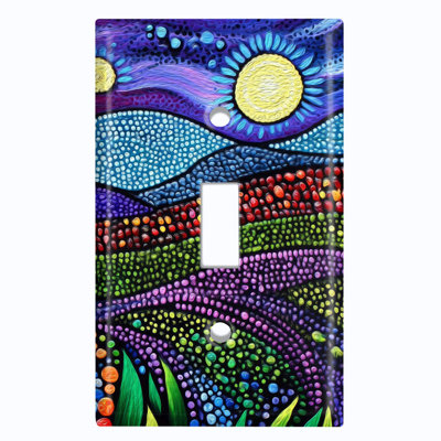 Metal Light Switch Plate Cover; US Standard Size 1 Gang Toggle - Printed Image of Night Meadow Art
