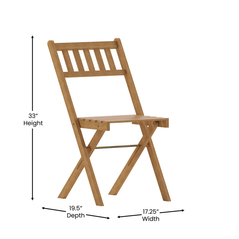 Chaises de bistro de patio pliantes en bois d'acacia intérieur / extérieur Enerson