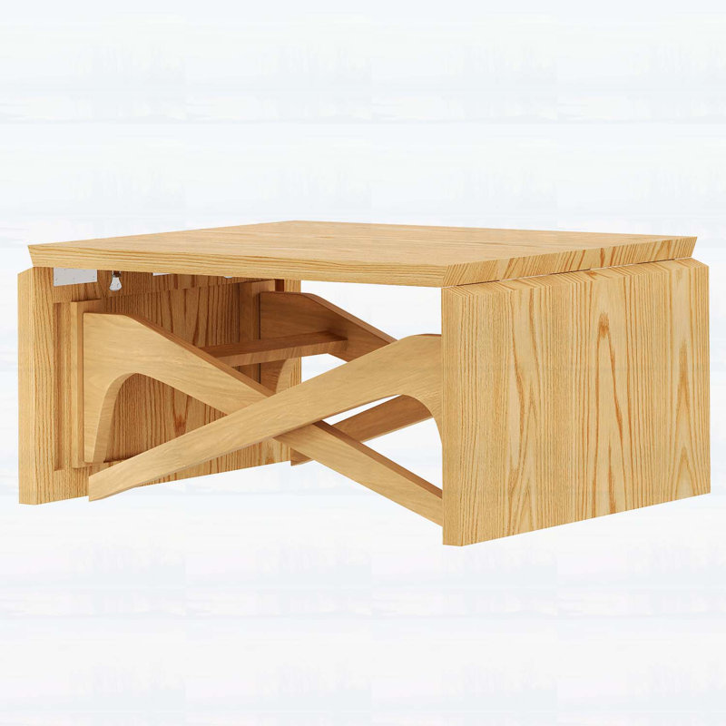 Transformer Coffee and Dining Table,2-in-1 Expandable and Adjustable Height, Natural