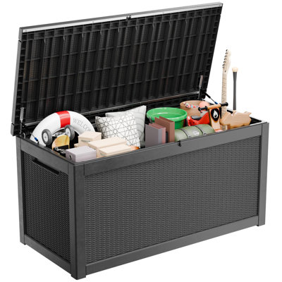 Kozart 67.71 " W 260 Gallons Water Resistant Resin Lockable Deck Box in Black
