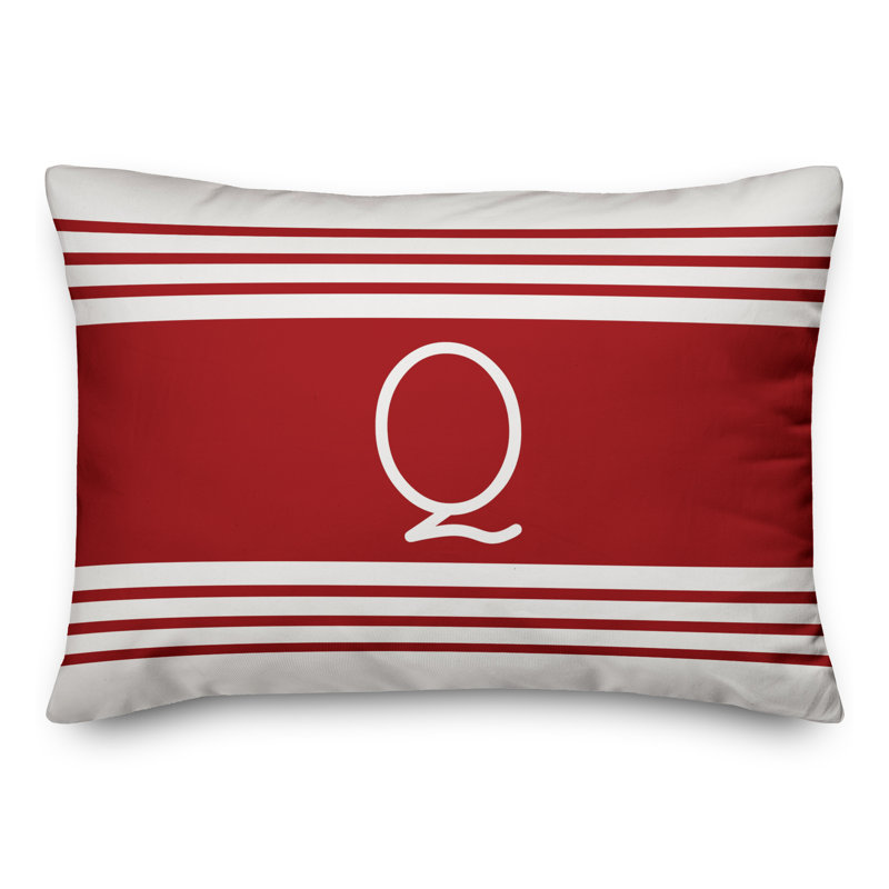 Striped Throw Pillow, Q, Red