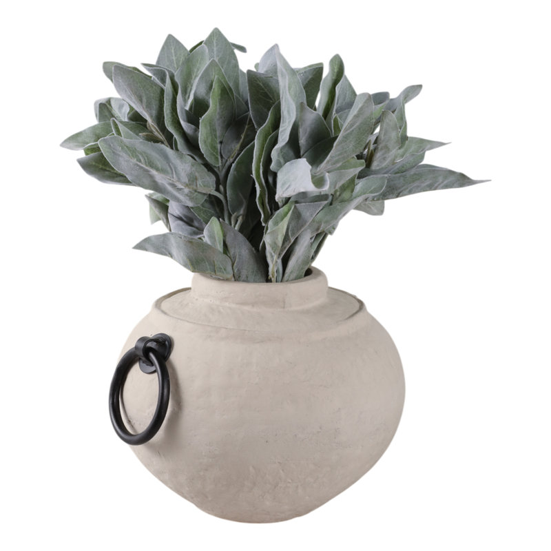 Pottery And Ecomix Vase With Handles Boho Style Decorative Modern Accent Vessel For Versatile Display, Ivory