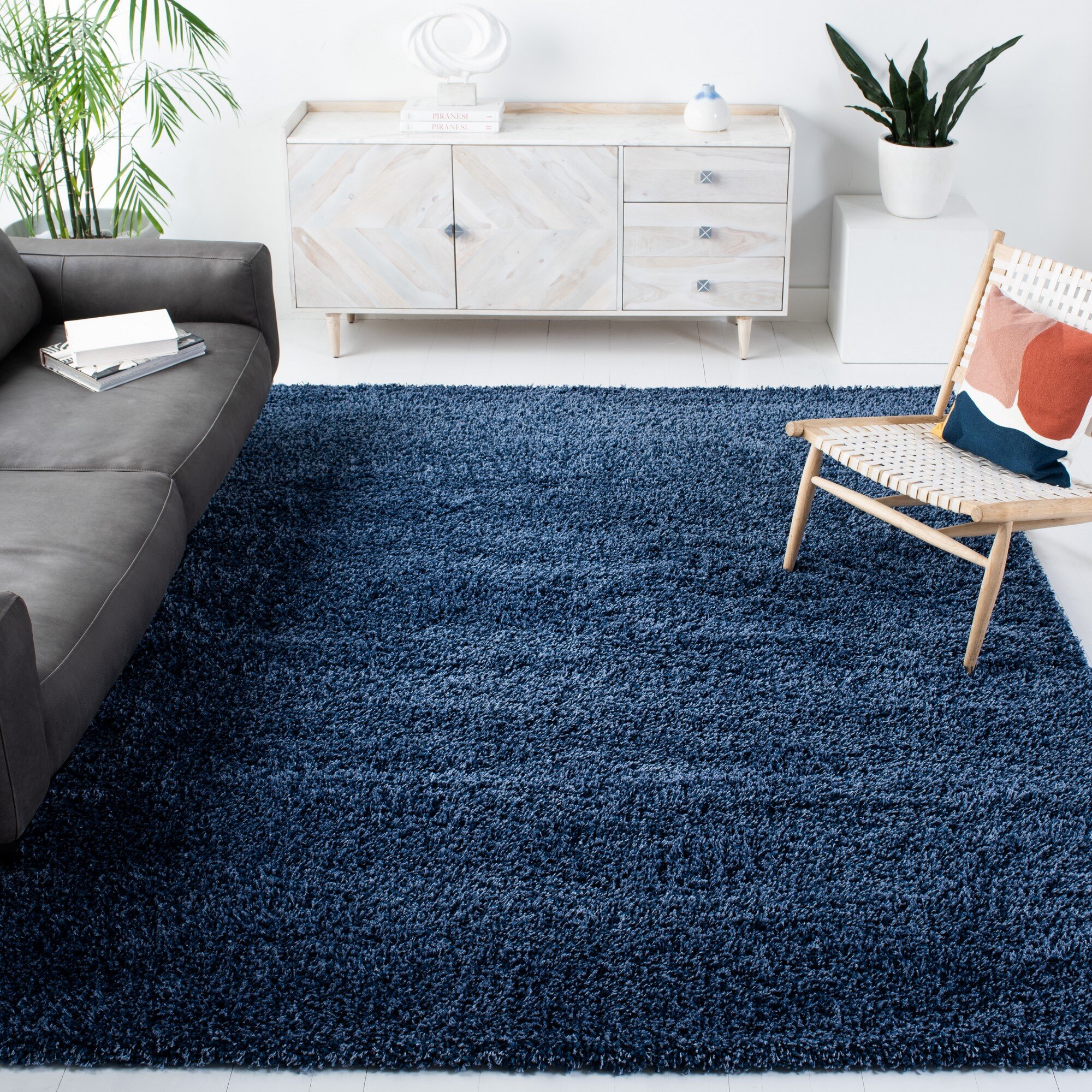 Premium Swirl Thick Plush Blue Area Shag Rug