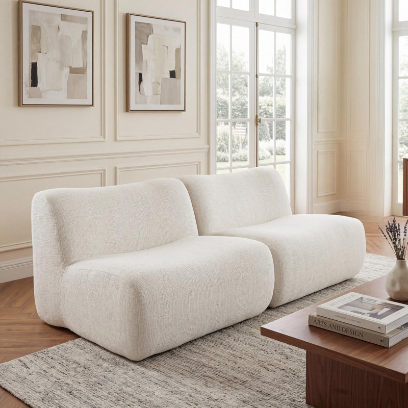 Fauteuil modulaire à compression courbé Arcelle, Beige, 2