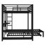 Lit superposé avec garde-robe intégré, lit superposé en métal avec lit gigogne, bureau pliable, échelles, conception à bruit réduit, noir-114313889